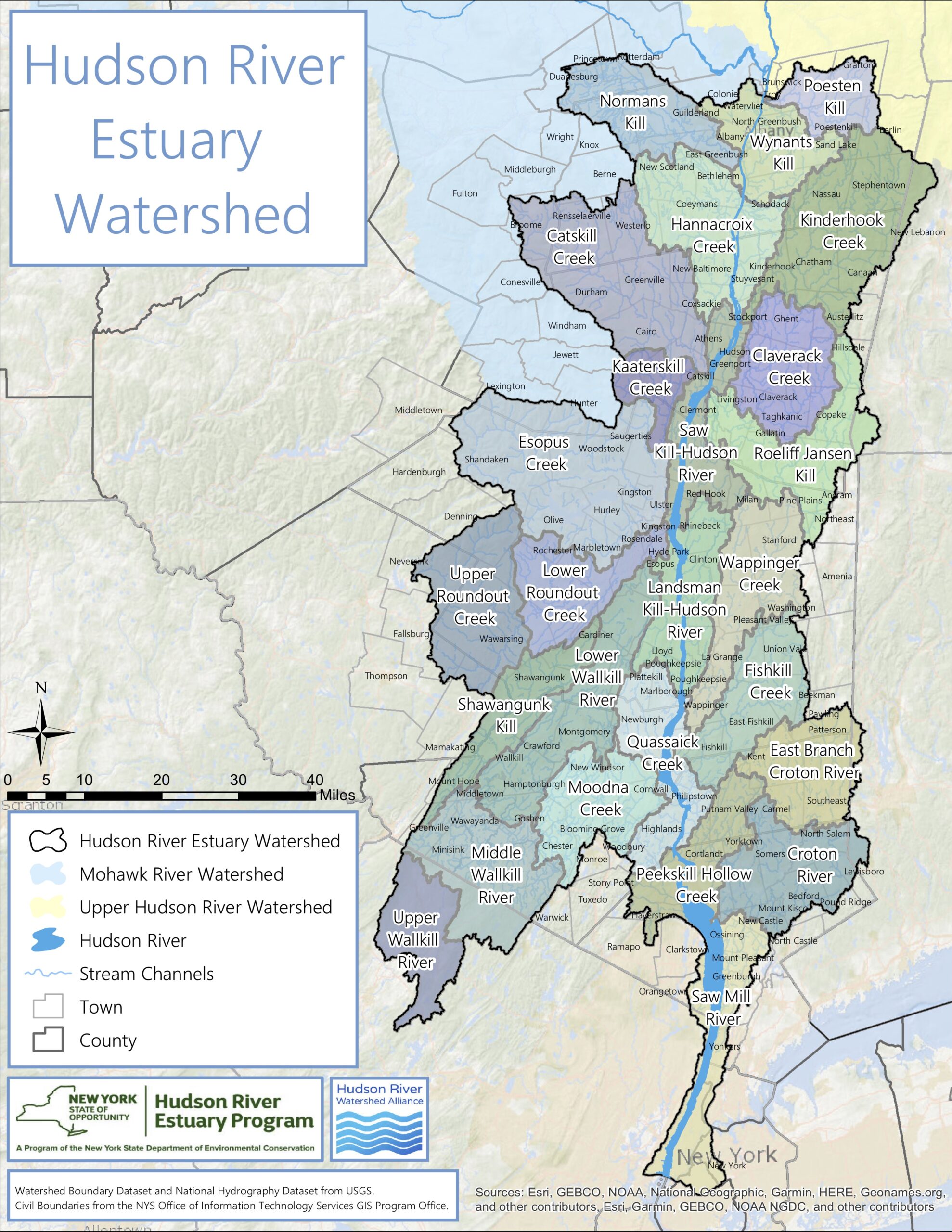 Watershed Maps Sawkill Watershed - HRWA Map Hudson River Estuary Watershed HUC10 2 Scaled 